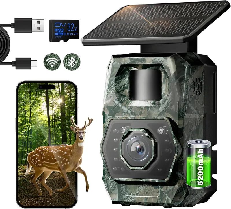 MAXDONE Cámara de fototrampeo solar verde